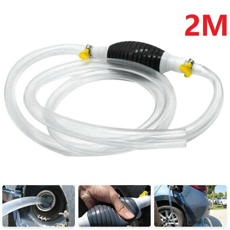 High Flow Siphon Hand Pump Portable Manual Car Fuel Transfer Pump with 2M Syphon Hose