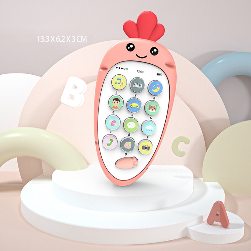 Baby Simulatie Mobiele Telefoon Speelgoed Bitable Wortel-Vorm Nep Telefoon Met Muziek Educatief Speelgoed Geschenken Voor Jongens Meisjes