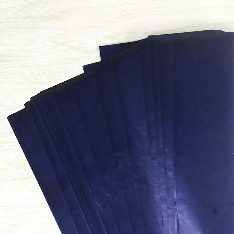 50 Buah Kertas Karbon 48K Kertas Karbon Tipis Dua Sisi Biru untuk Alat Tulis Kantor Kertas Transfer Akuntansi dan Keuangan