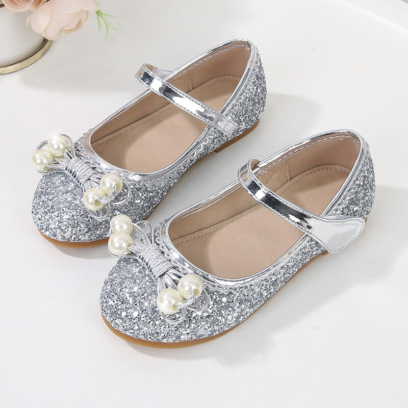 Sepatu Kristal Putri, tidak licin 2023 baru mutiara sederhana lucu Mary Jane untuk pesta pernikahan menunjukkan kait & Loop lembut dapat bernafas