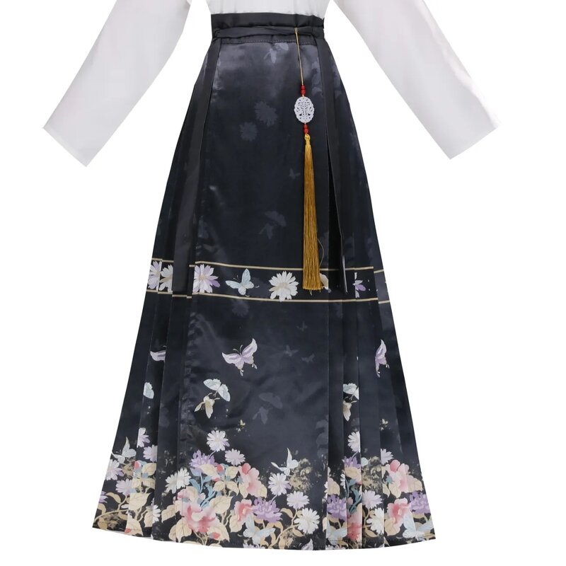 Hanfu Women's New Original Butterfly Love Flower Dance Graduation Dress Loose Ancient Chinese Horse Face Skirt Two-Piece Sets
