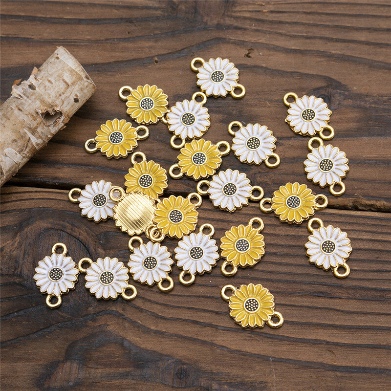 20 pz/lotto misto girasole margherita fiore connettore Charms ciondolo fai da te collana fatta a mano braccialetto per gioielli che fanno accessori