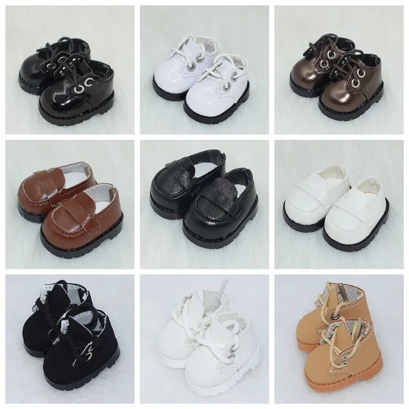 10cm Doll Shoes 3.8cm Toe Toy Shoes DIY Shiny Round Leather Strap Finger Shoes Fashion Cotton Doll Cloth Accessories Kid Toy
