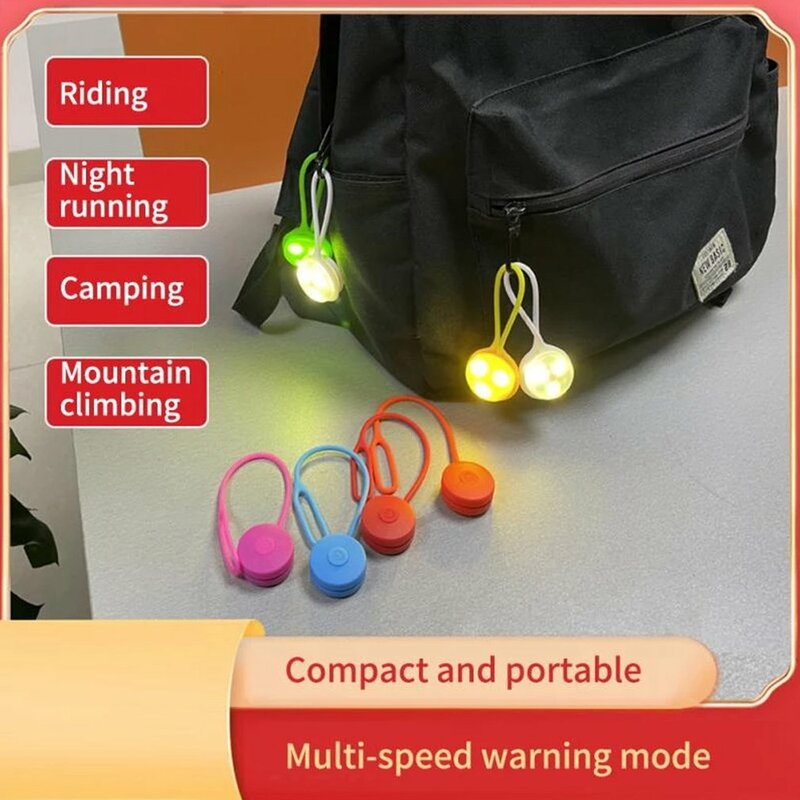 ใหม่กระเป๋าเป้สะพายหลังจักรยานรถเข็นเด็กกลางแจ้งซิลิโคนไฟ LED กลางคืนวิ่งสัญญาณแฟลชเตือน lampu Jalan วิ่ง