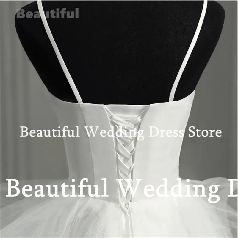 Wedding Dress For Women Sexy Spaghetti Straps V-Neck Sleeveless A-Line Tiered Pleats High/Low Hemline Bridal Gown Prom dresses