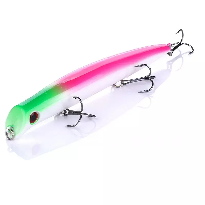 1PCs Floating Popper Fishing Lure Hard Bait 3D Fish Eyes Isca Artificial Poper Lure Fishing Tackle With 3 6# Hooks 12.6cm 16.3g