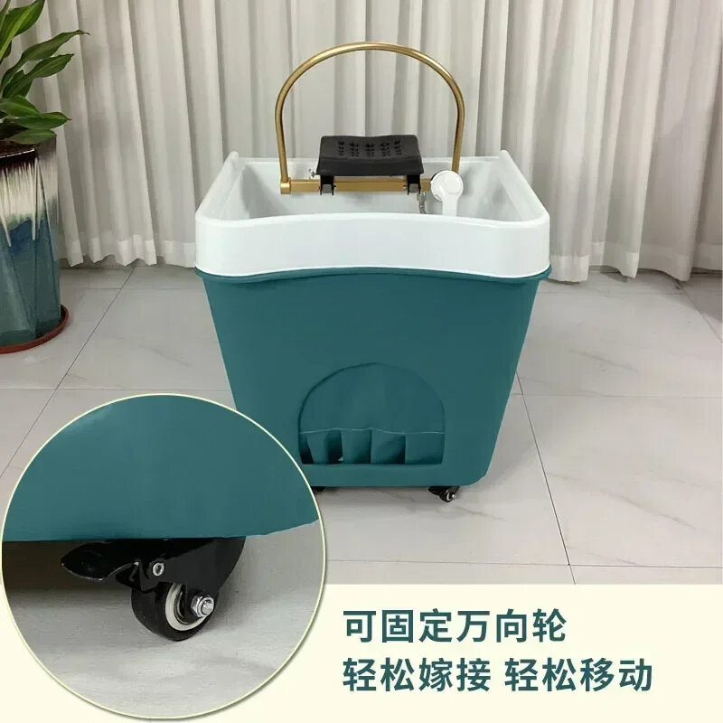 Movable Shampoo Basin Head Therapy Machine Supporting Massage Couch Facial Bed Fumigation Water Circulation