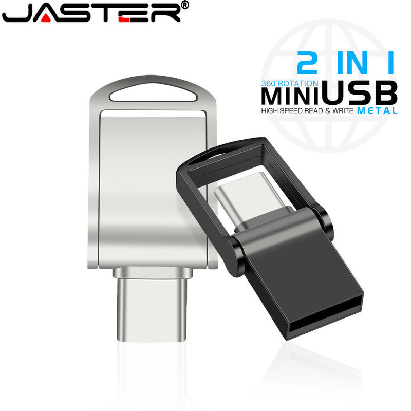 JASTER-USB 2.0 نوع C محركات أقراص فلاش ، معدن تدوير ذاكرة عصا ، الإبهام القلم محرك الأقراص ، أسود ، الإبداعية هدية ، يو القرص ، 32 جيجابايت ، 64 جيجابايت ، 128 جيجابايت ، 16 جيجابايت