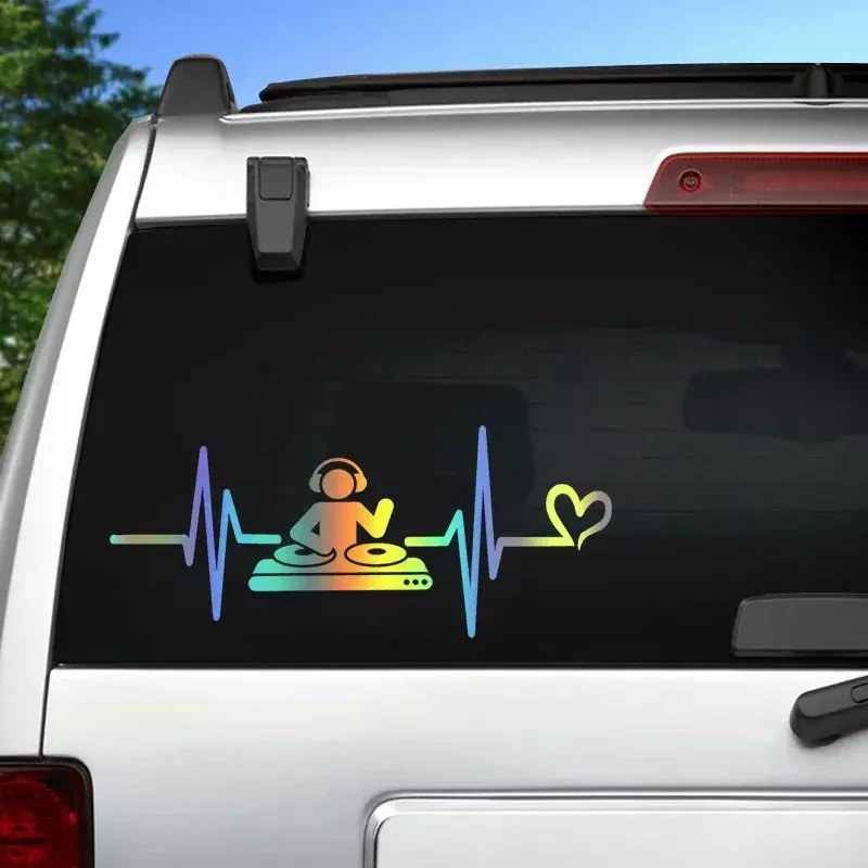 Car Sticker DJ Heartbeat Die-Cut Vinyl Decal Waterproof Auto Decors on Car Body Bumper Rear Window,20CM*7CM