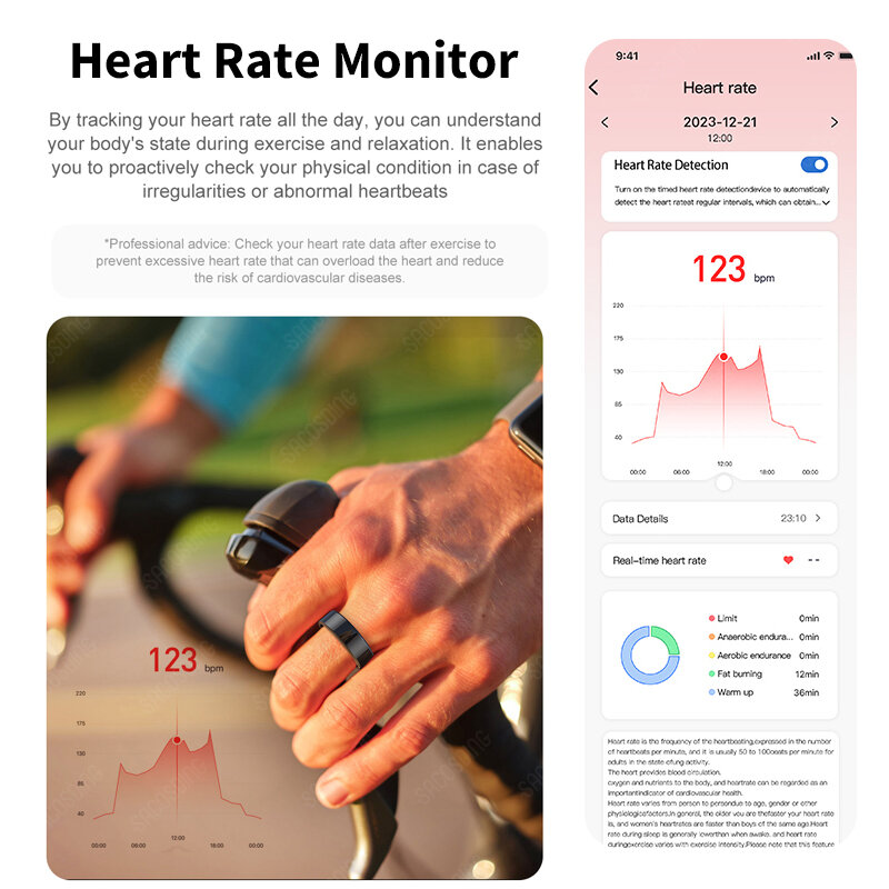 Anillo inteligente R02 para hombre y mujer, Monitor de salud, ritmo cardíaco, oxígeno en sangre, sueño, actividad deportiva, rastreador de Fitness, para Android e IOS, 2024