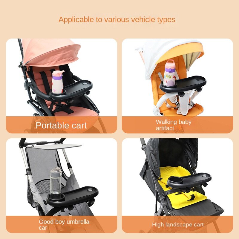 3 In 1 Baby Stroller Dinner Table Tray Phone Stand Plate Accessories Supplies for Toddler Infant Girl Boy Milk Bottle Cup Holder