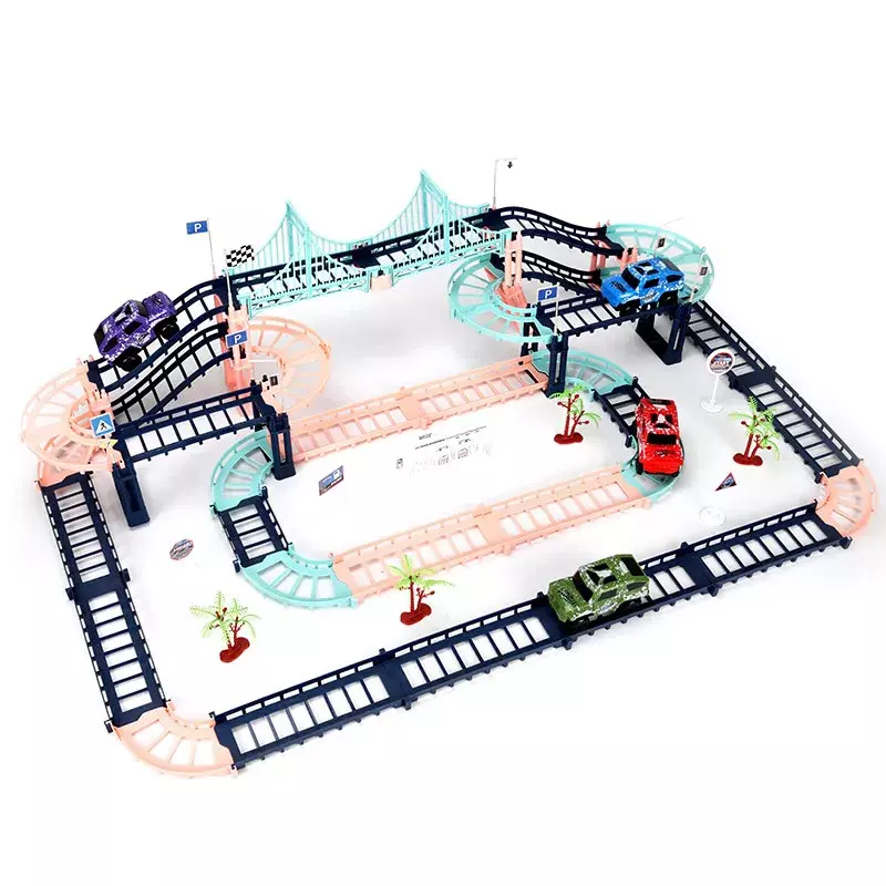 Set di treni ferroviari elettrici giocattoli educativi per l'assemblaggio elettrico dei bambini