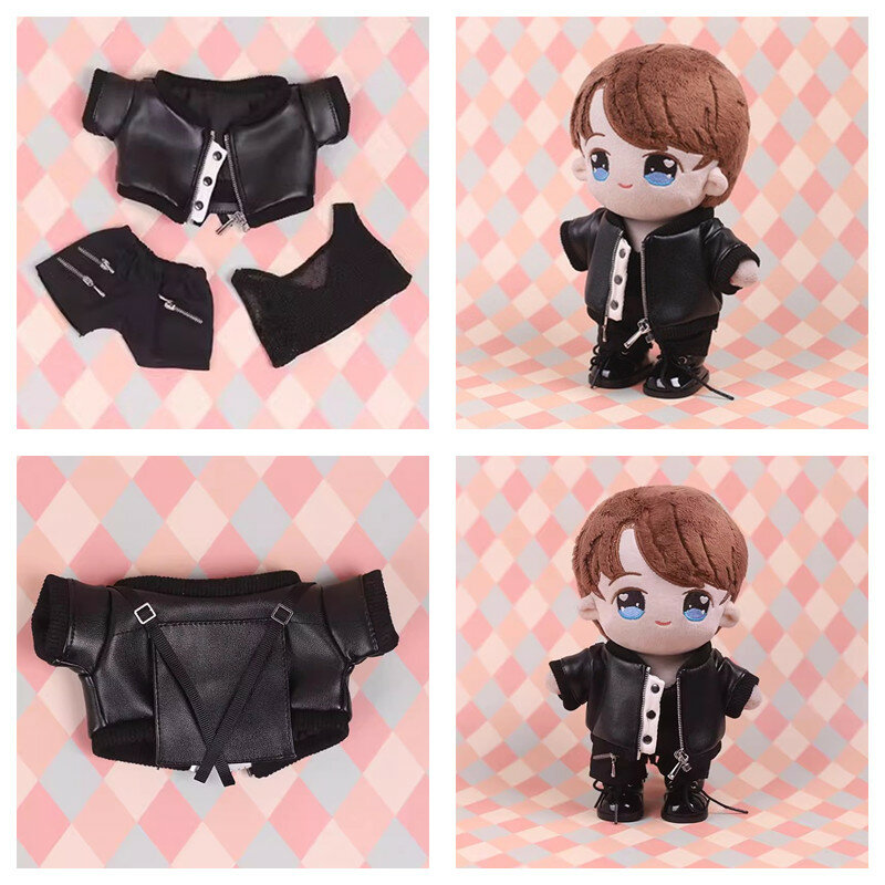 20cm Doll Clothes Worn-out Sweater Set Fit 20cm Idol Plush Doll's Leather Clothing Outfit for 20cm Cotton Dolls Accessories