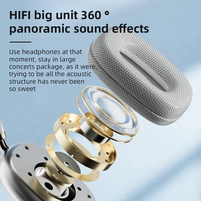 Auriculares inalámbricos P9 con Bluetooth y micrófono, cascos con cancelación de ruido, sonido estéreo, deportivos, para juegos, compatible con TF