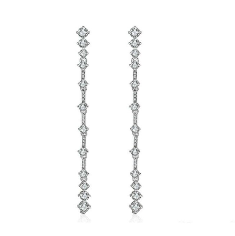 Серьги-подвески женские из серебра 925 пробы с бриллиантами, 3 карата