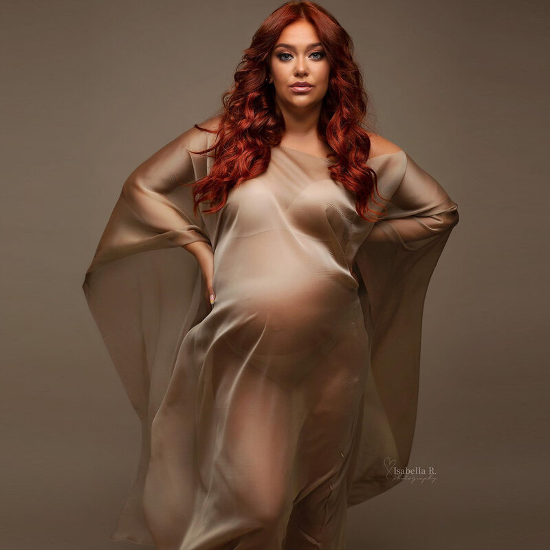 Miękka tkanina szyfonowa fotografia ciążowa rekwizyty sukienka Studio akcesoria myśliwskie przeźroczysty tiul płaszcz prosta tkanina modelująca