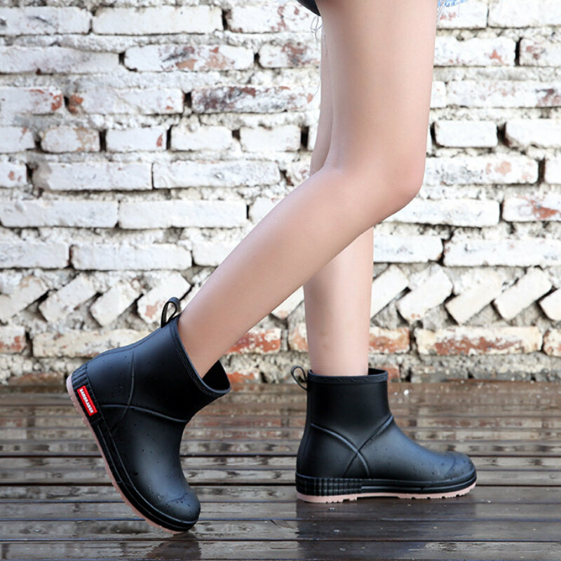 Botas impermeáveis para mulheres, sapatos de borracha, calçado de jardim, galochas curtas tamanho 44