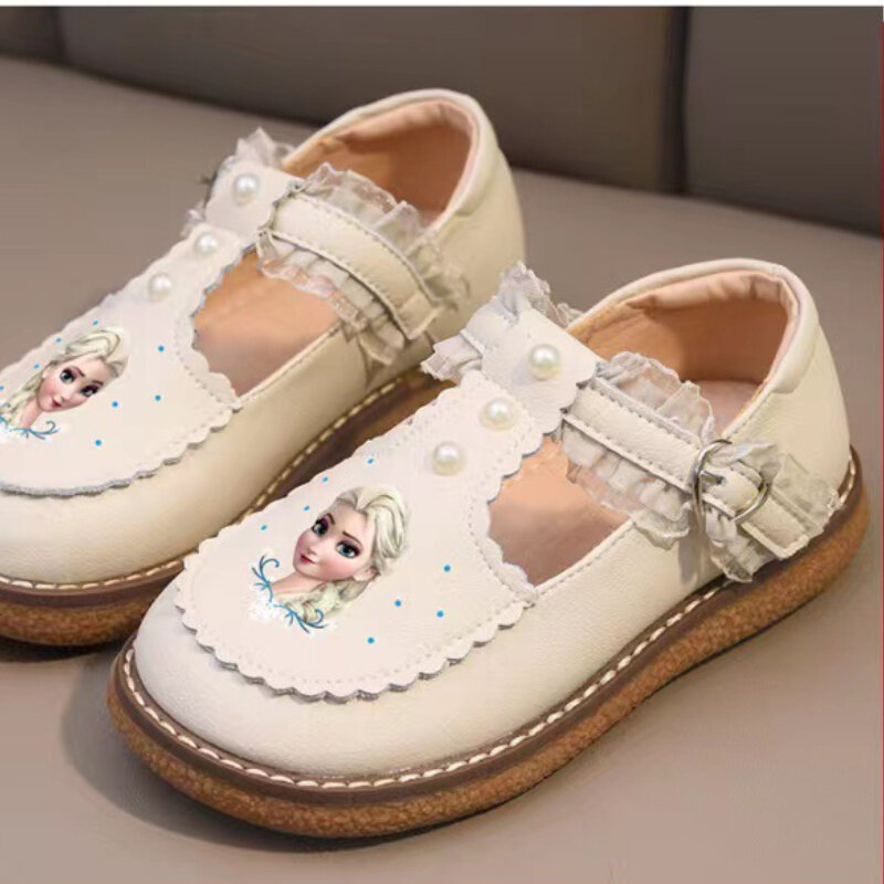 Disney Mädchen Casual Schuhe Lolita Weiche Sohle Prinzessin Elsa Schnee Weiß Schuhe Non-slip Pu Leder Mädchen Mode Schuhe größe 23-35