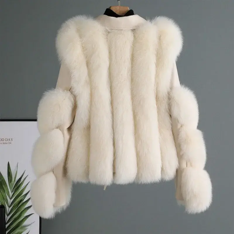 Manteau d'uniforme de moto en fourrure de renard pour femmes, manteau jeune, automne et hiver, nouveau, 2023