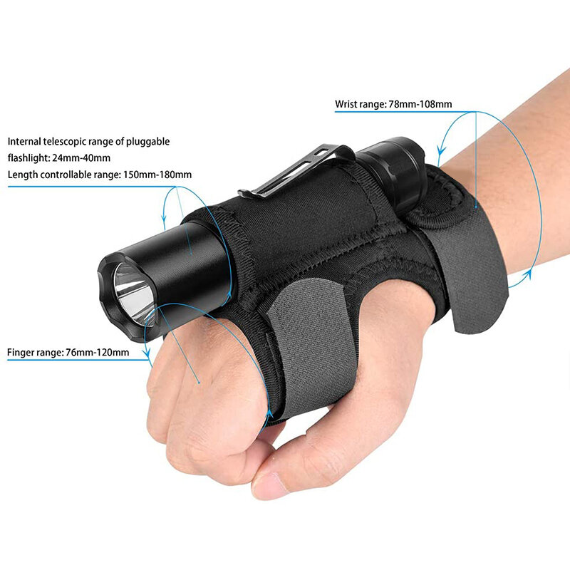 Wrist Flashlight Holsters Durable Diving Flashlight Gloves for Fishing Diving Hunting Underwater Light