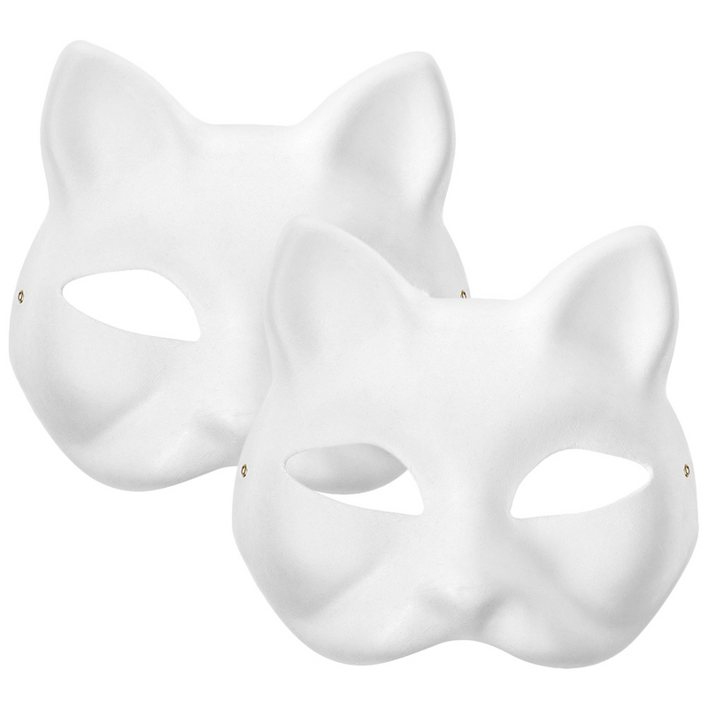 2 Stück Maske DIY weißes Papier Maskerade Masken Zellstoff Abschluss ball für Party leere Malerei Kind