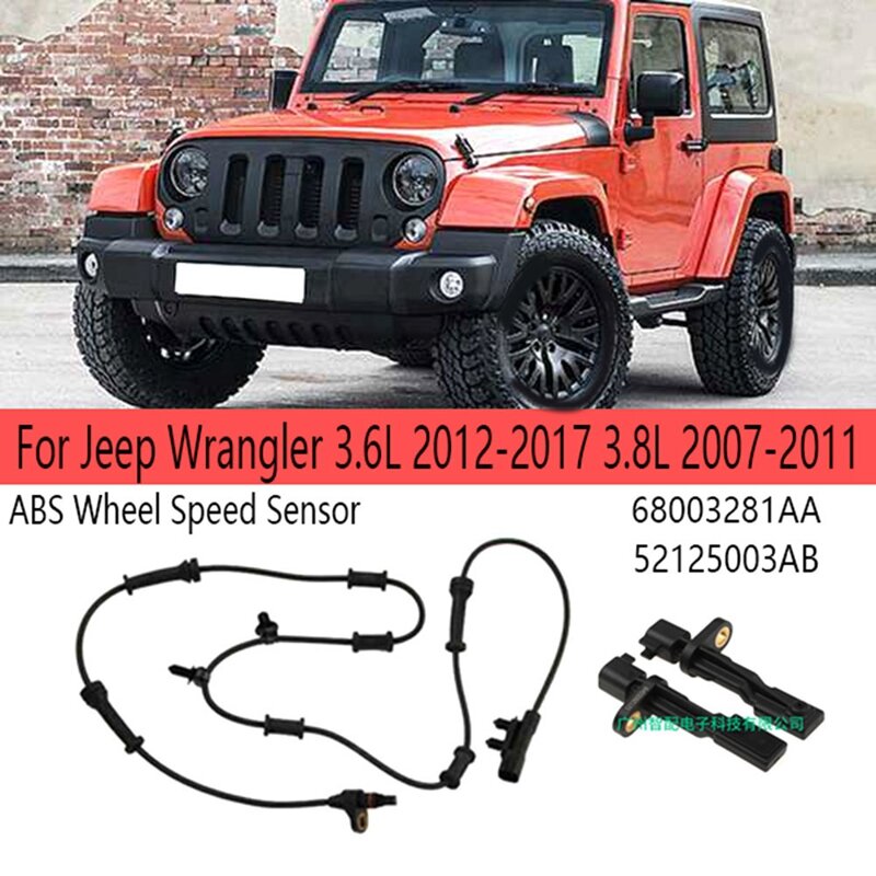 Sensor de velocidade da roda ABS para Jeep Wrangler, Peças de reposição, 3.6L, 2012-2017, 3.8L, 2007-2011, 68003281AA, 52125003AB, 1 conjunto