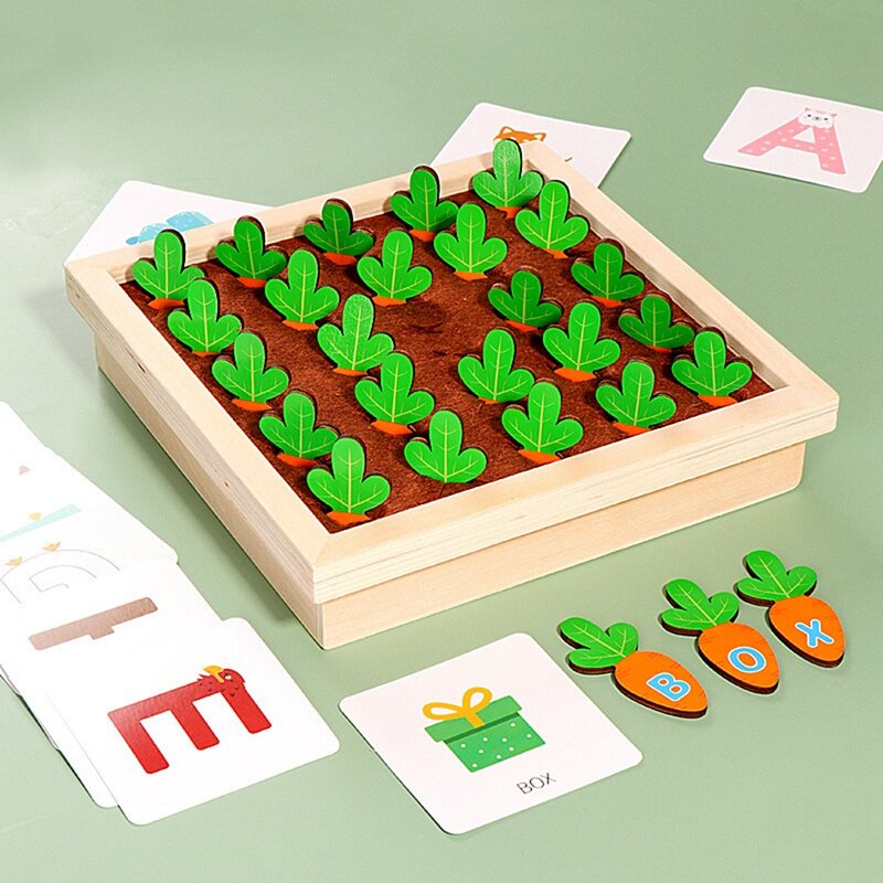 Jouets en bois pour l'éducation précoce des enfants, carottes à épeler, alphabet gro, cadeaux pour enfants