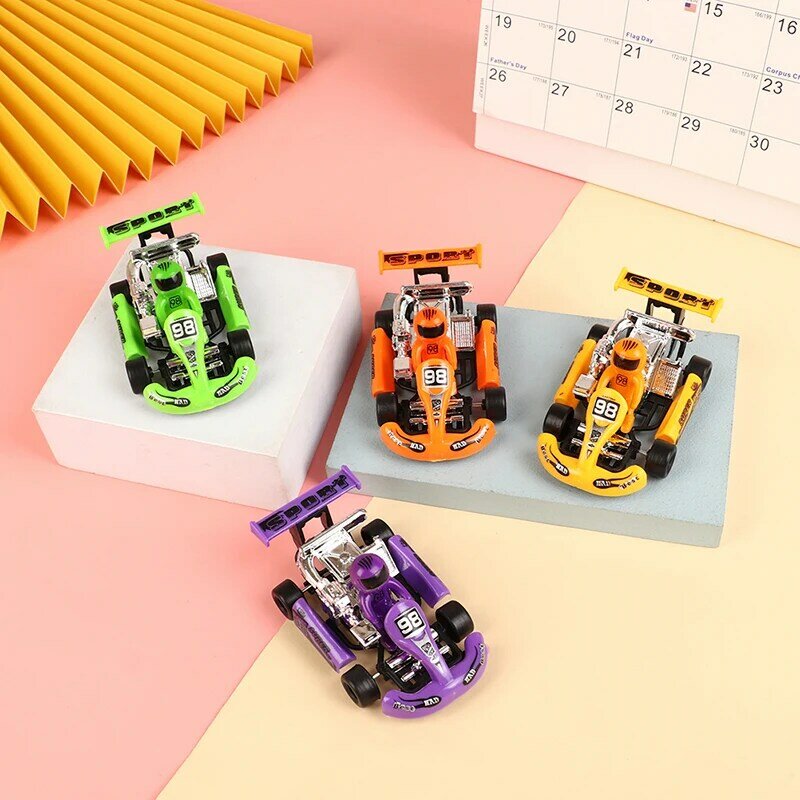 Kids Pull Back Power Racing Plastic Auto Power Kart Kinderen Puzzel Speelgoed Voertuigen Auto Formule Auto Inertie Go-kart Kleur Willekeurige