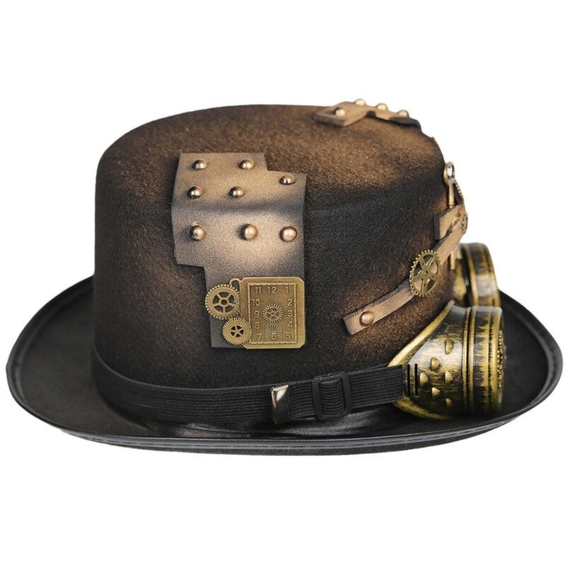 Sombrero gótico para hombre, sombrero Steampunk para Halloween, sombrero Gay con gafas