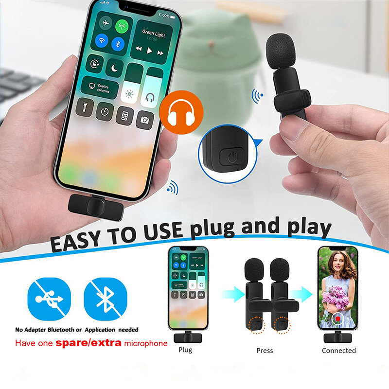 Lavalier Microphone Video Game Audio Room Recording Pickup 2.4G Wireless Mic for iPhone Android iPad Netbook lightning/Type C