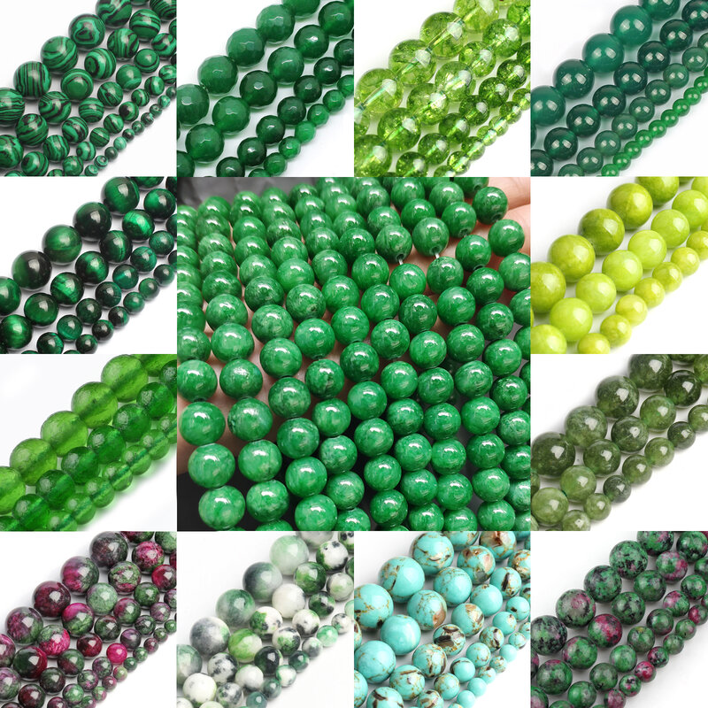 Pietre naturali agata verde giada diaspro occhio di tigre perline rotonde gioielli sciolti perline per fare bracciali accessori fai da te 15 pollici