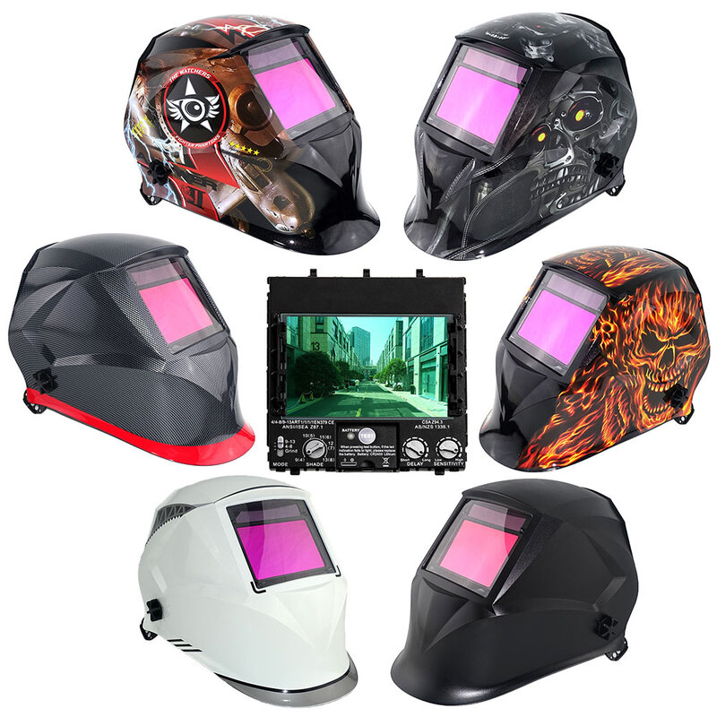 Professional Welding Helmet 100*65mm 1111 4 Sensors Grinding DIN 3/4-13 MMA MIG TIG EN379 Solar Auto Darkening Welding Mask