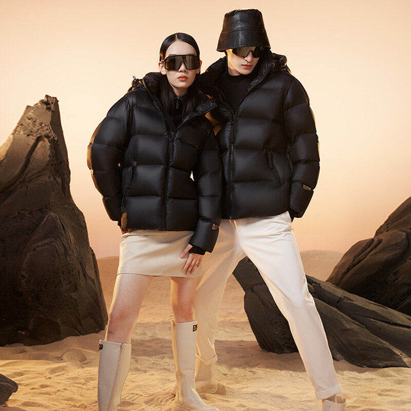 Chaqueta de plumón de ganso para hombre y mujer, abrigo de plumas con capucha, impermeable, de marca de lujo, a la moda, para invierno, 2023