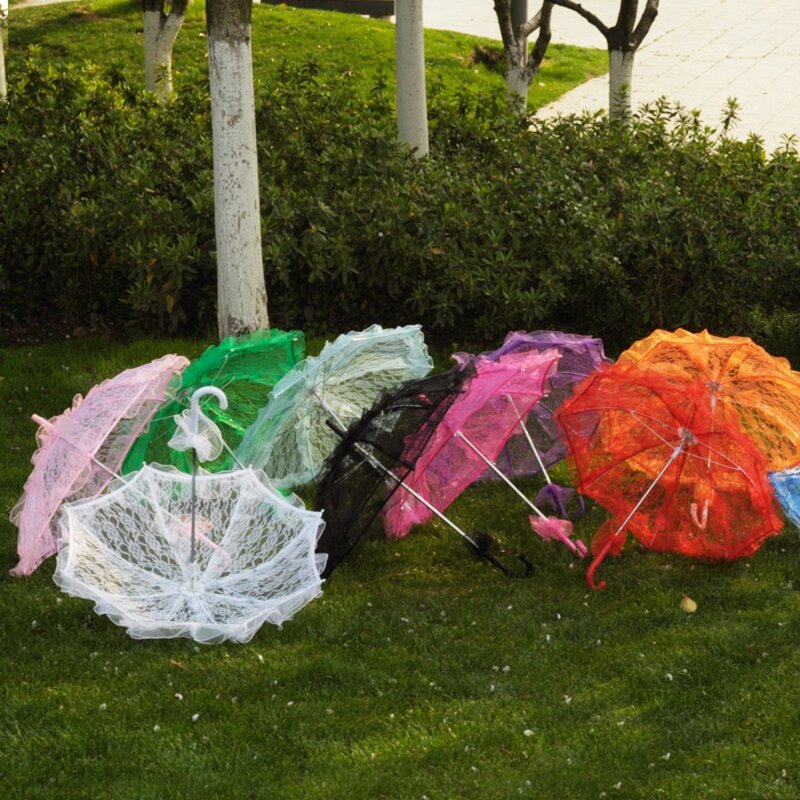 Kleurrijke Kanten Bloemen Bruids Paraplu 'S Voor Bruiloftsfeest Ambachtelijke Bloemen Bruiloft Decor Rekwisieten Accessoires Sombrillas Para Sol