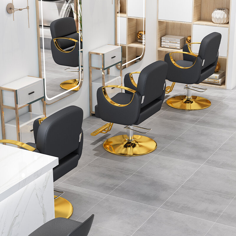 Sedia da barbiere di lusso alla moda sedia da bracciolo professionale in oro classico cuscino minimalista confortevole mobili da salone Cadeira