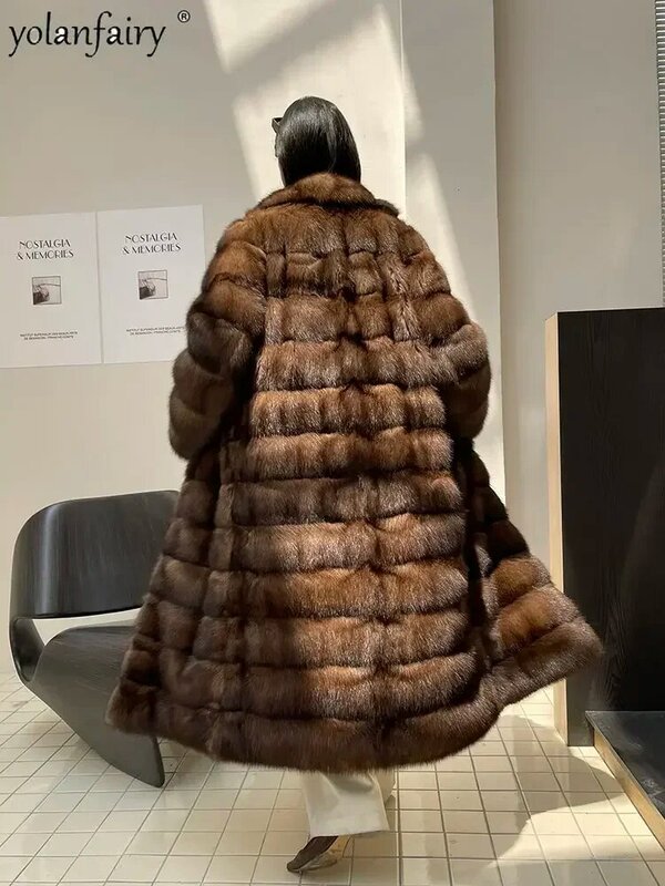 Real Mink Fur Coat Mulheres 2022 Luxo Inverno Sky Star Sable Fur Jakcet Longo Whole Sable Moda Fur Roupas de Luxo para As Mulheres FCY
