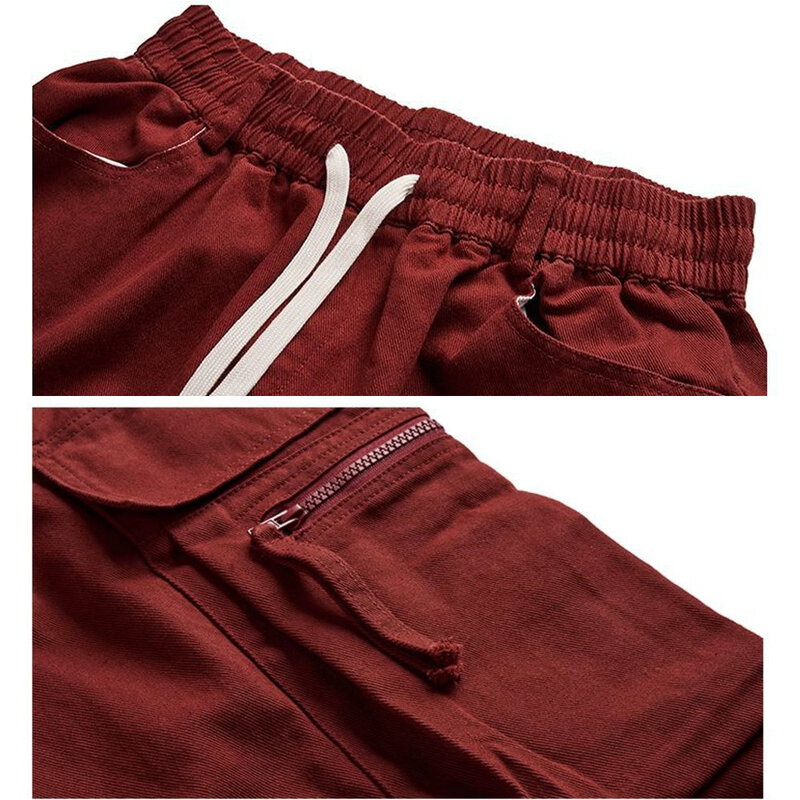 Pantalones informales Retro para hombre, Pantalón Cargo con múltiples bolsillos, cintura elástica, holgado y recto, para deportes al aire libre