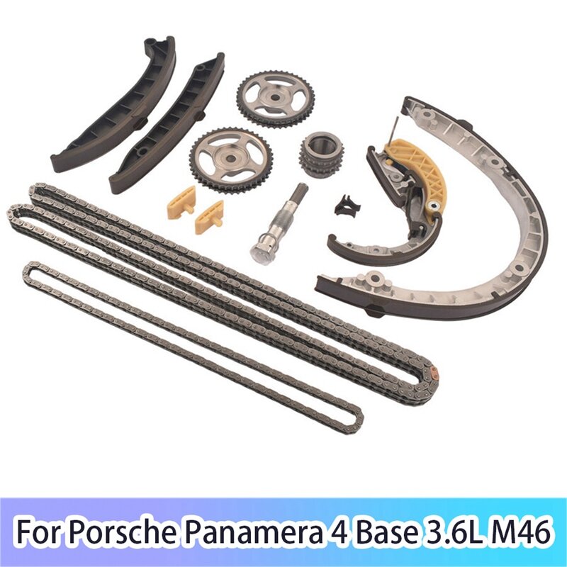 Motor temporização Cadeia tensor Guias Kit para Porsche Panamera, Mostrado Metal e ABS, Base 4, 3.6L, M46, 94810502312, 94810516910, 13 Pcs