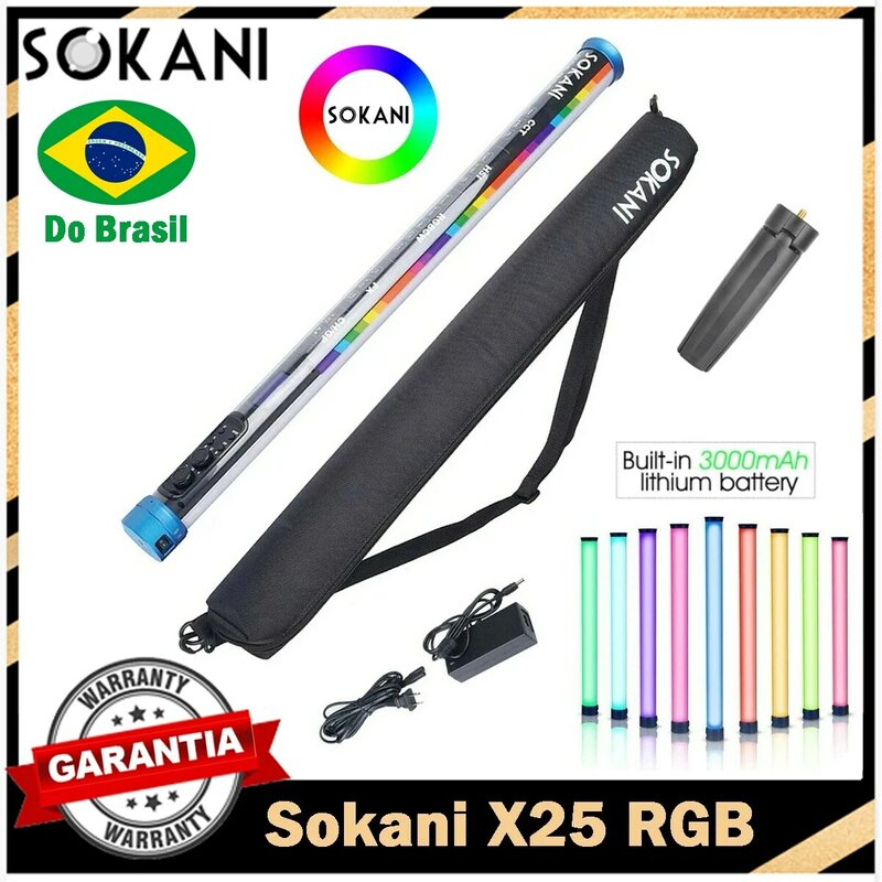 【DO BRASIL】Sokani-X25 RGB LED Video Light, Handheld Tube, Wand Stick, Iluminação de Fotografia CTT, 3000mAh, App para YouTube e Tiktok
