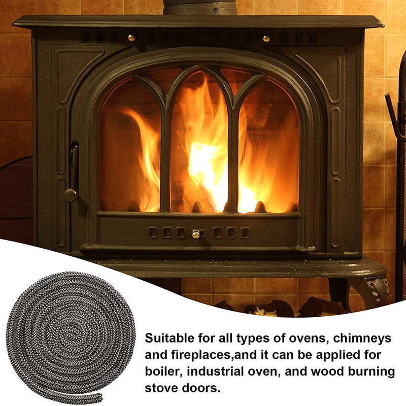 18/20mm 2m Fireplace Sealing Rope Gasket Cord Wood Burning Stove Door Fiberglass High Temperature Woodburner Sealing Rope