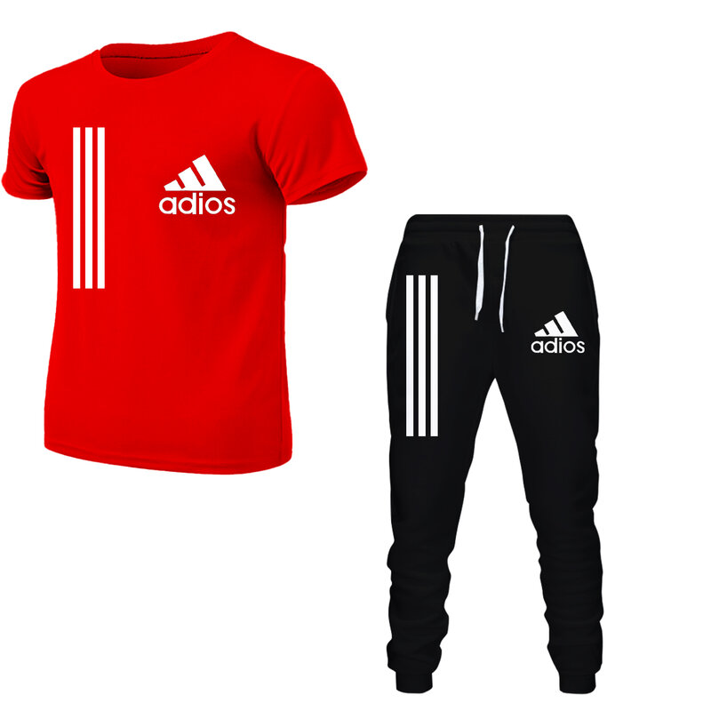 Modello sportivo stampa 3D t-shirt a maniche lunghe da uomo nuova Set di pantaloni lunghi abbigliamento moda felpa Set di due pezzi