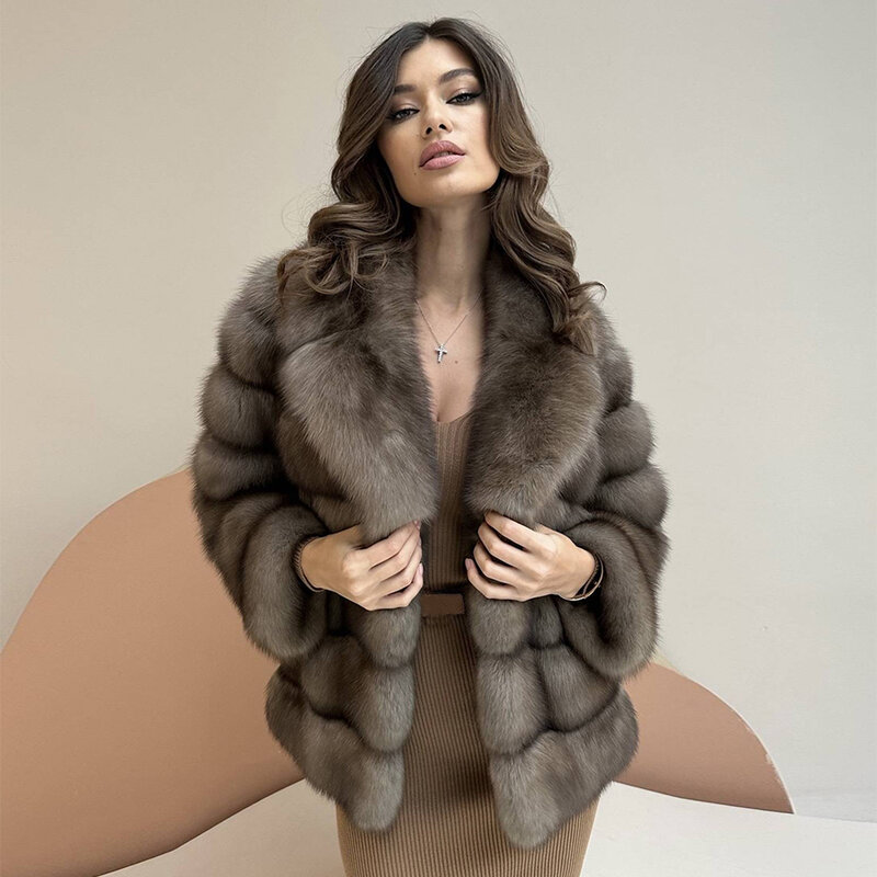 Cappotto di pelliccia donna vera pelliccia di volpe donna lusso inverno 2023 cappotto corto per le donne giacche di pelliccia di volpe più vendute