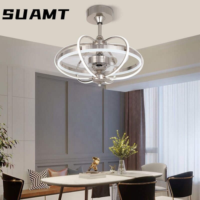 Vento industrial americana LED ventiladores de teto com luz, Fan Lamp, Lustre para Restaurante, Quarto Hall, Coffee Shop, 23"