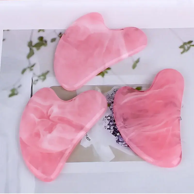 Natural Jade Gua Sha raschietto massaggiatore facciale strumento quarzo rosa Guasha Massage Board Face Lift Slim Gouache raschietto piastra raschiante