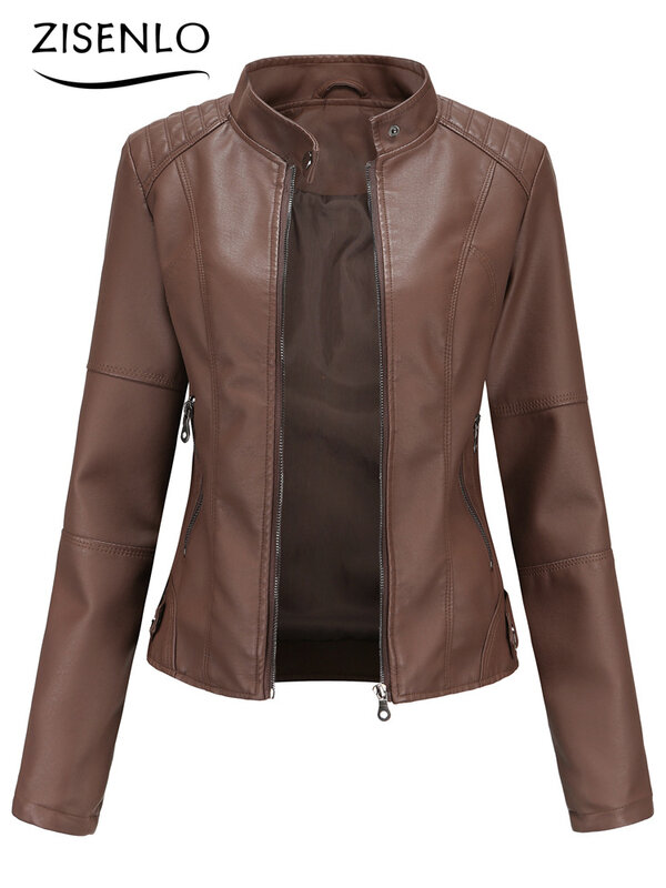 Jaket untuk wanita musim gugur musim dingin baru jaket kulit kasual mode jaket pengendara sepeda lengan panjang Streetwear pakaian wanita Chaquetas