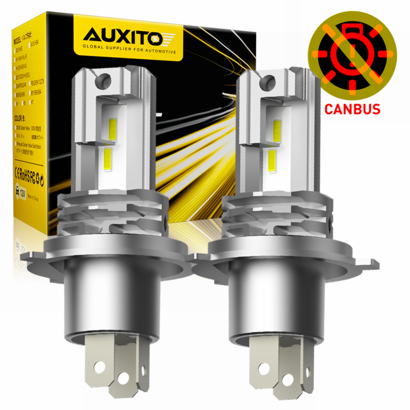 AUXITO 1/2X H4 9003 LED Scheinwerfer Birne CSP Fanless Mit Canbus Hohe und Abblendlicht für Audi Honda H4 LED scheinwerfer für Auto Motorrad
