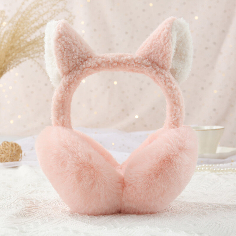 Śliczne ucho kota Elf nauszniki damskie zimowe ciepłe słuchawki termiczne pluszowe słuchawki nauszne ochrona przed zimnem puszyste osłona uszu