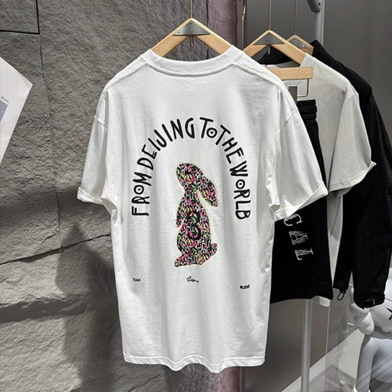 Masculino Horror Diabo Crânio Punk Escuro Estampado T-shirt, Hip-Hop Street Rock T-shirt, Masculino Gótico Gráfico, Harajuku