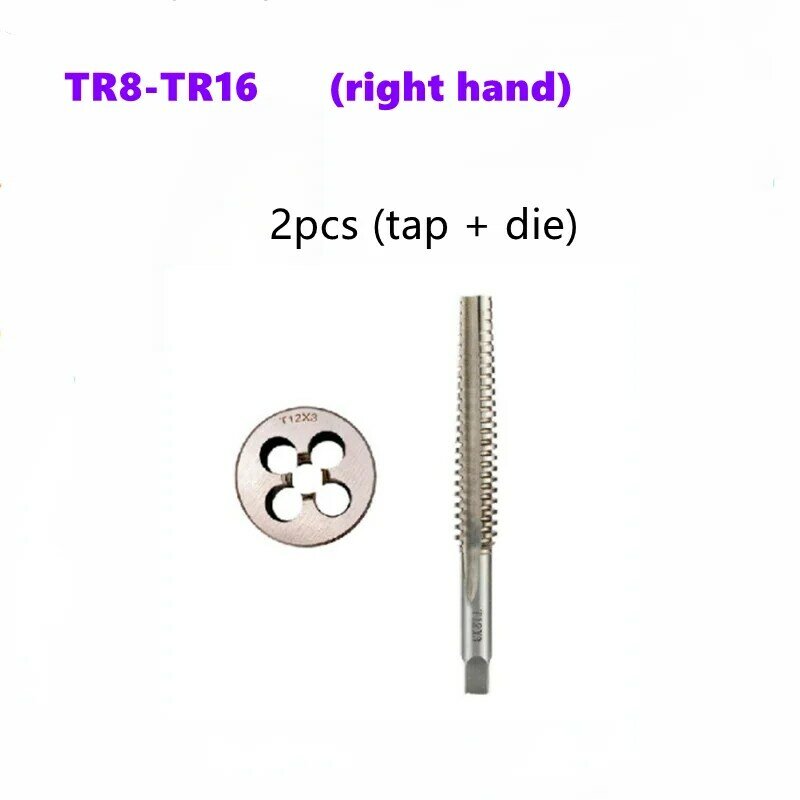 2 Buah Set Tap Mesin + Die Combo TR8/TR10/TR12/TR14/TR16 Set Tap Alat Perangkat Keras Tap Tangan Kanan