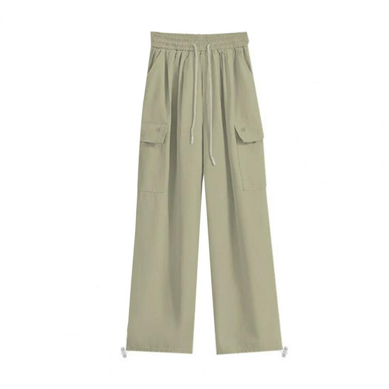 Pantalones informales holgados para mujer, Pantalón Cargo elegante con múltiples bolsillos, cintura alta elástica, secado rápido para mayor comodidad
